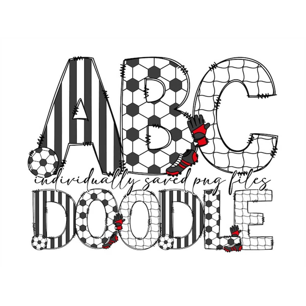 Soccer Alphabet Letters PNG Bundle, Soccer Ball Sports Lover Inspire