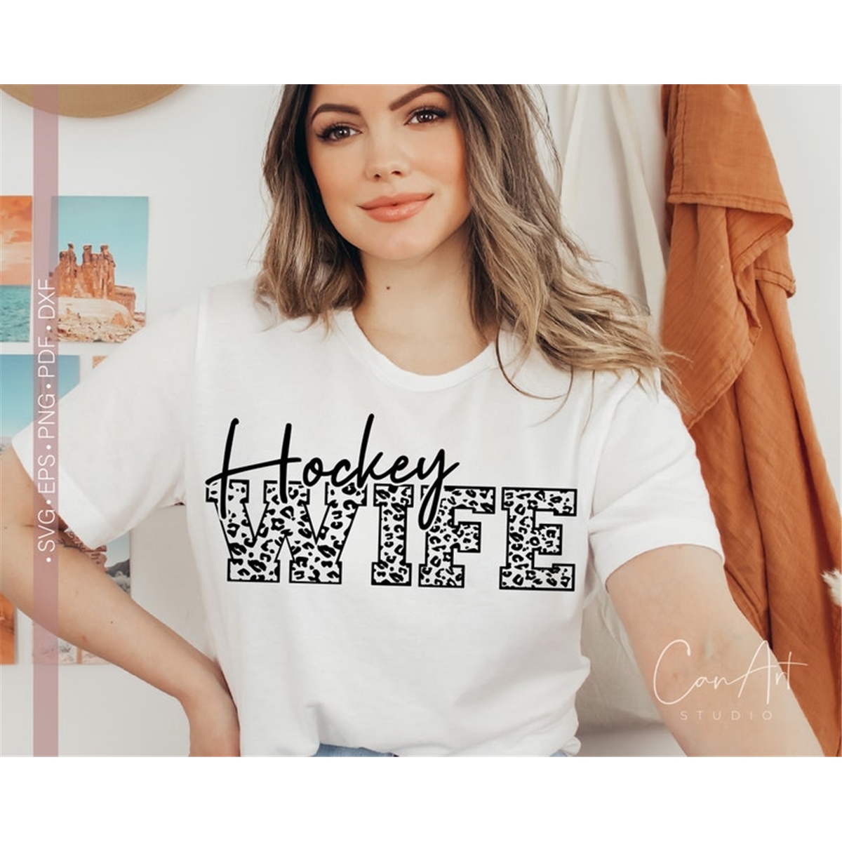Hockey Wife Svg, Hockey Wife Shirt Svg Cut File,Leopard Ch Inspire