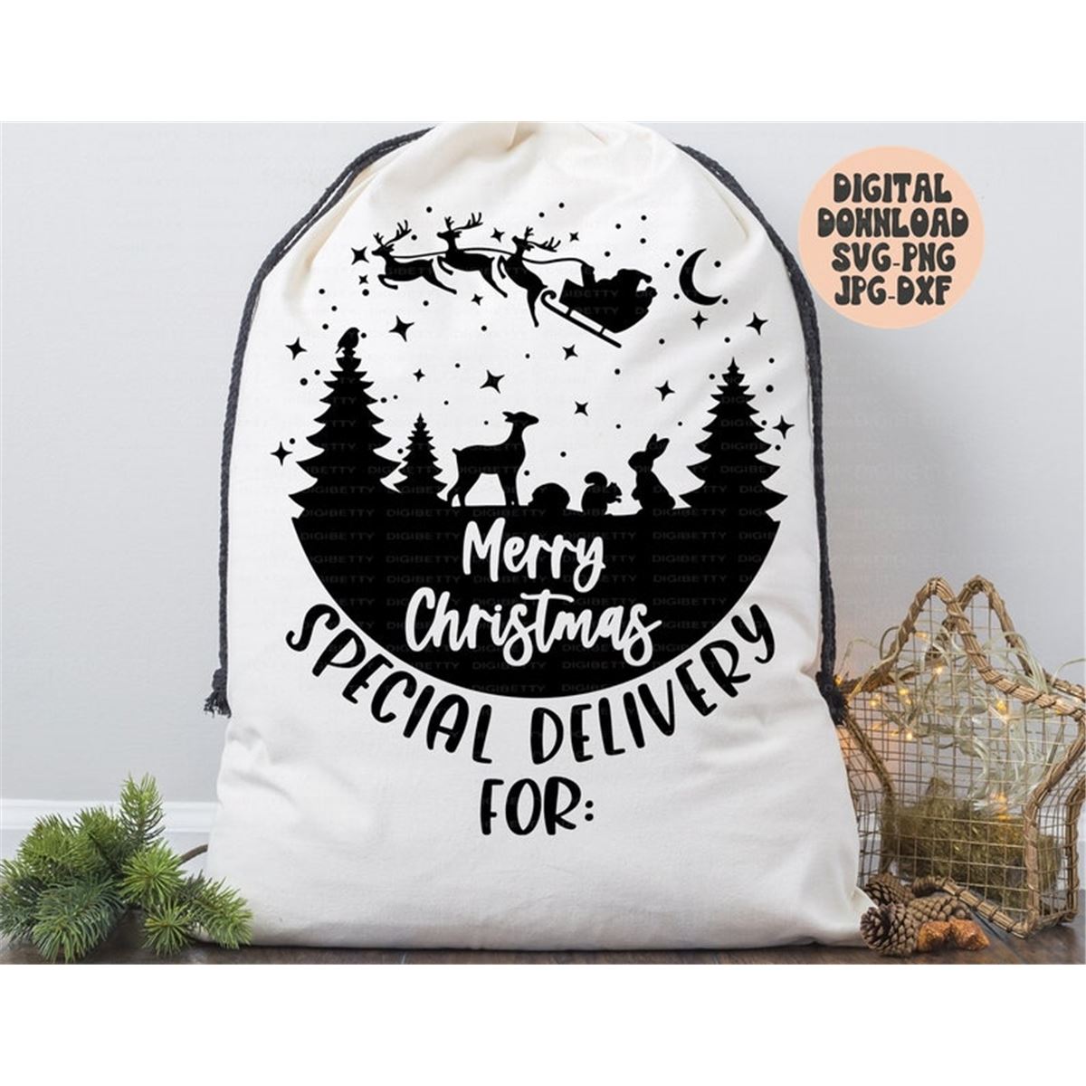 Merry Christmas Santa Sack Svg, Png, Jpg, Dxf, Christmas Gif - Inspire