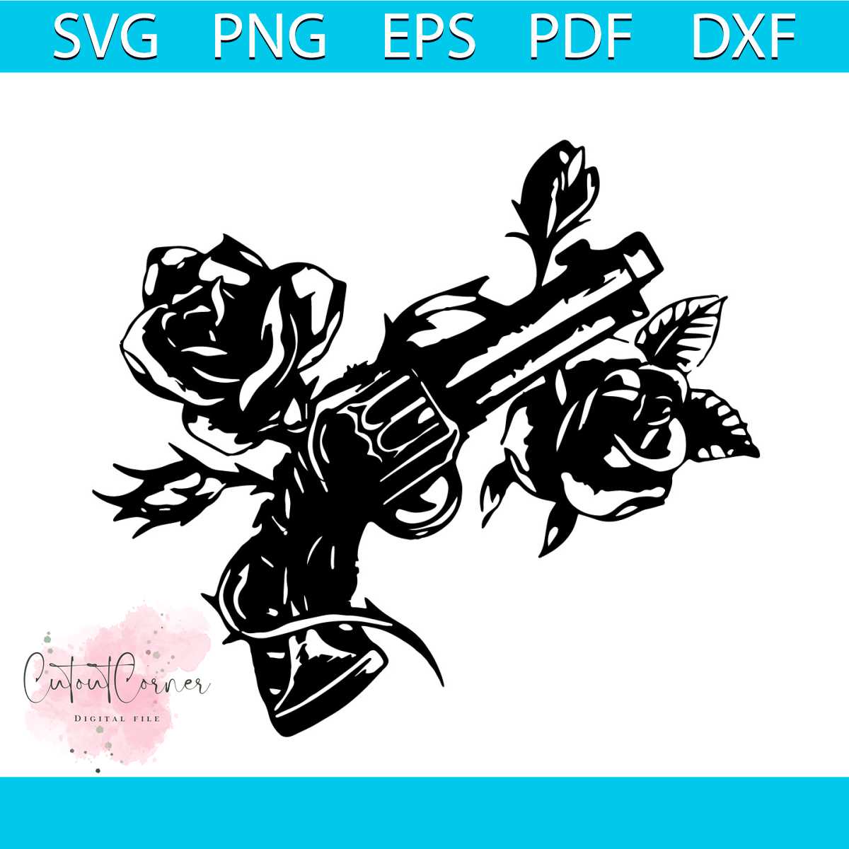 Gun And Roses Svg, Gun And Roses Logo Skull Svg, Flower Svg, | Inspire ...