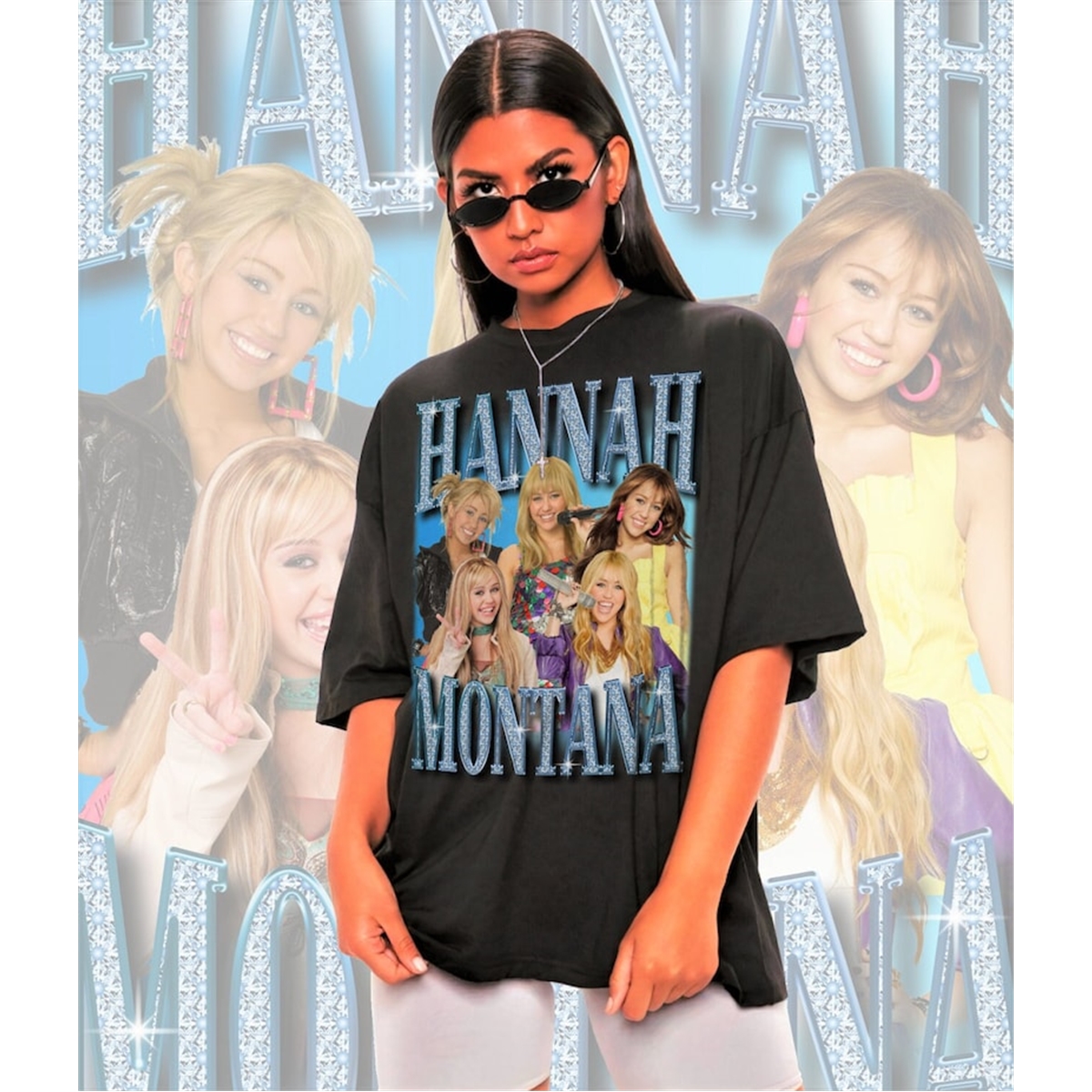Hannah Montana Tシャツ（黒・白） Amazon.com: Black VAVD Man's Hannah Montana 2 100% Cotton T