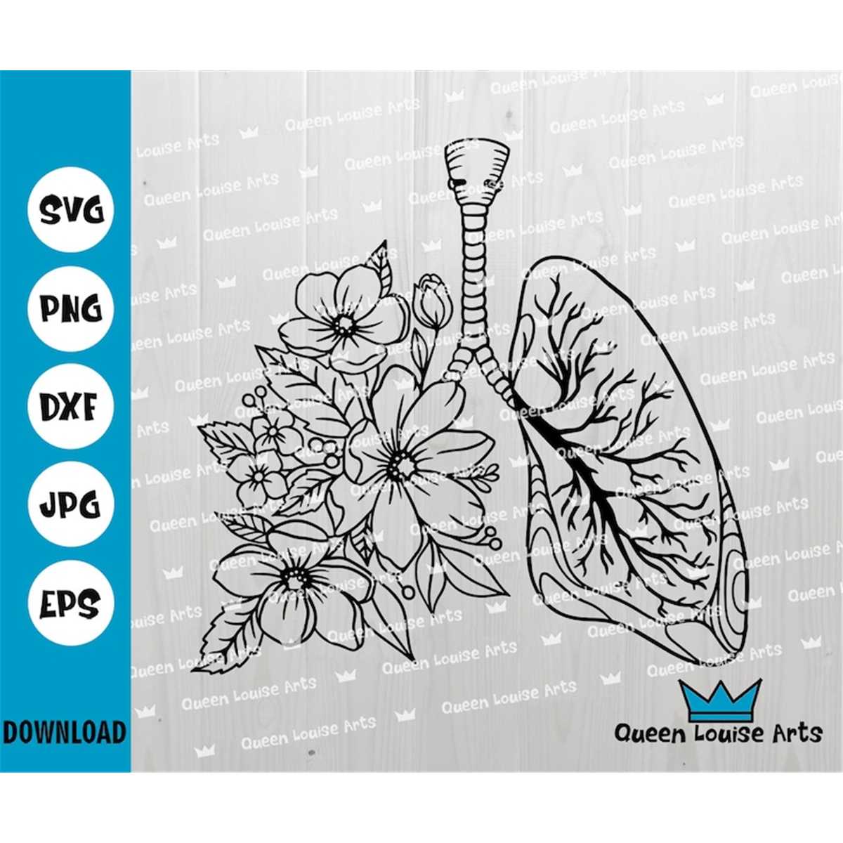 Flower Lungs svg, Human Lung Silhouette Svg ,Human Respirato Inspire