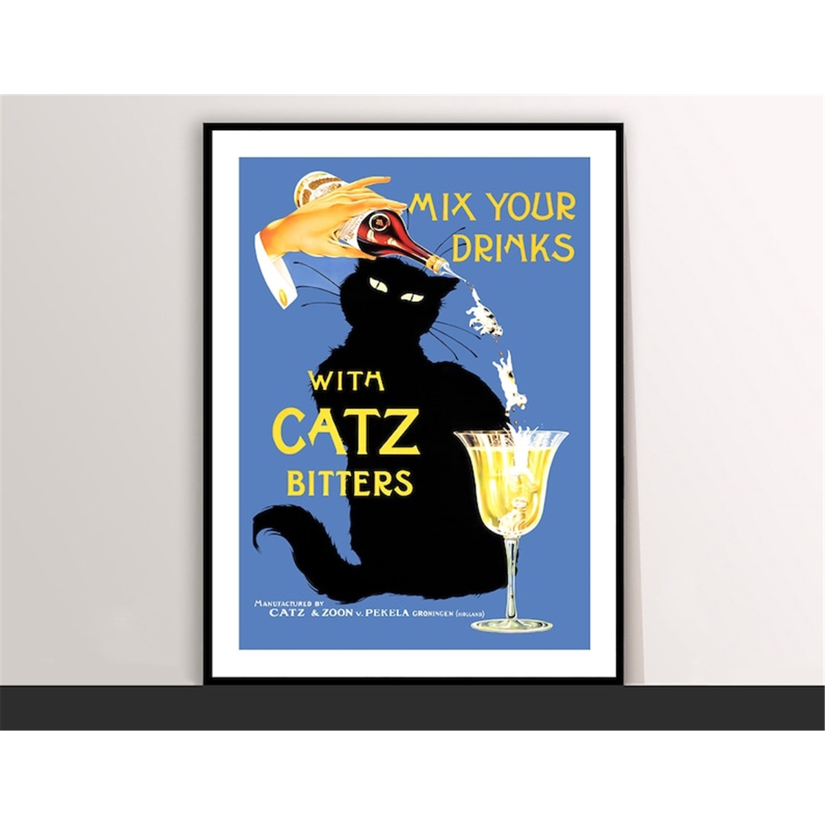 Mix Your Drinks With Catz Bitters Vintage Food&Drink Poster Inspire Uplift