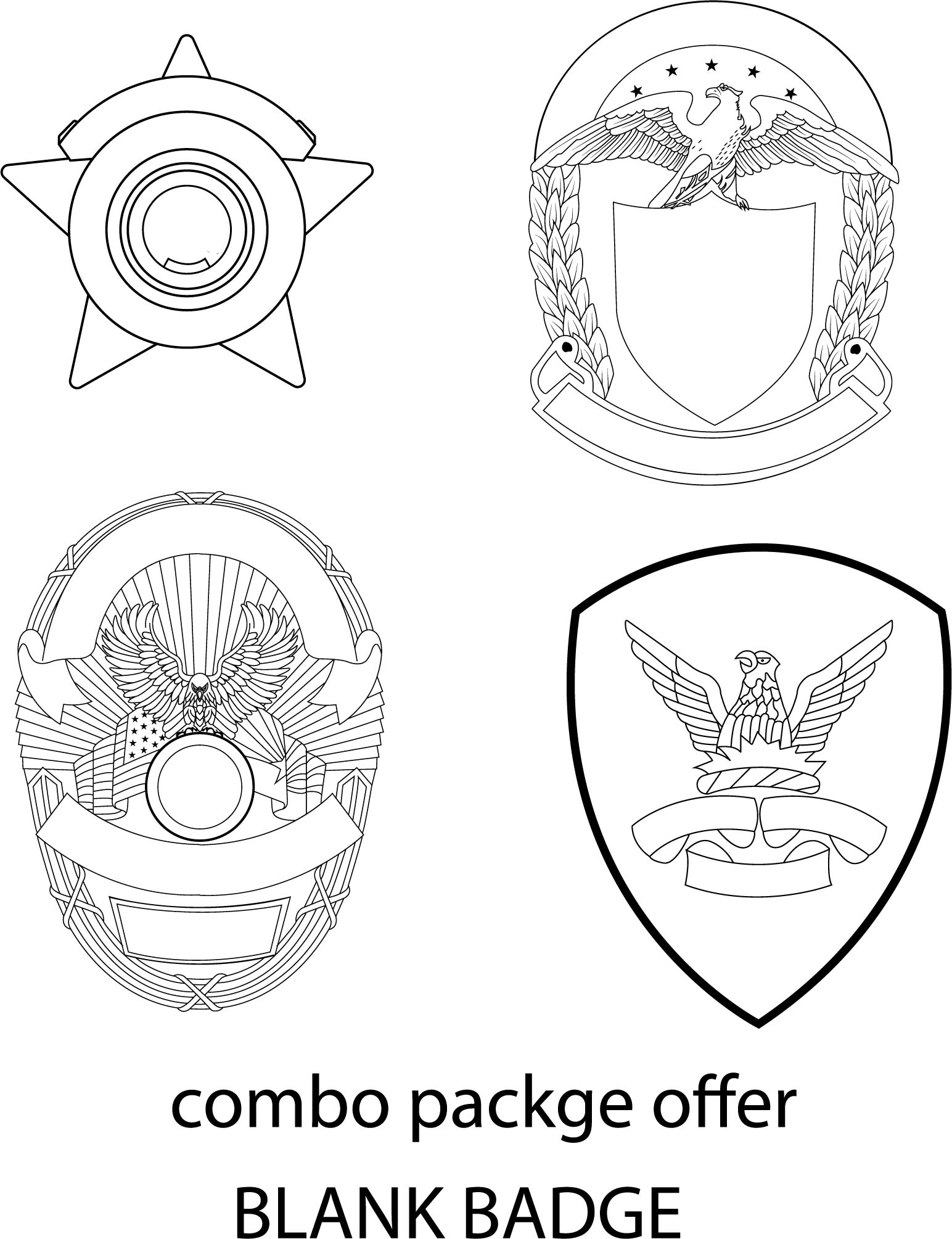 BLANK BADGE COMBO PACKGE OFFER VECTOR FILE 3 Black white vec | Inspire ...