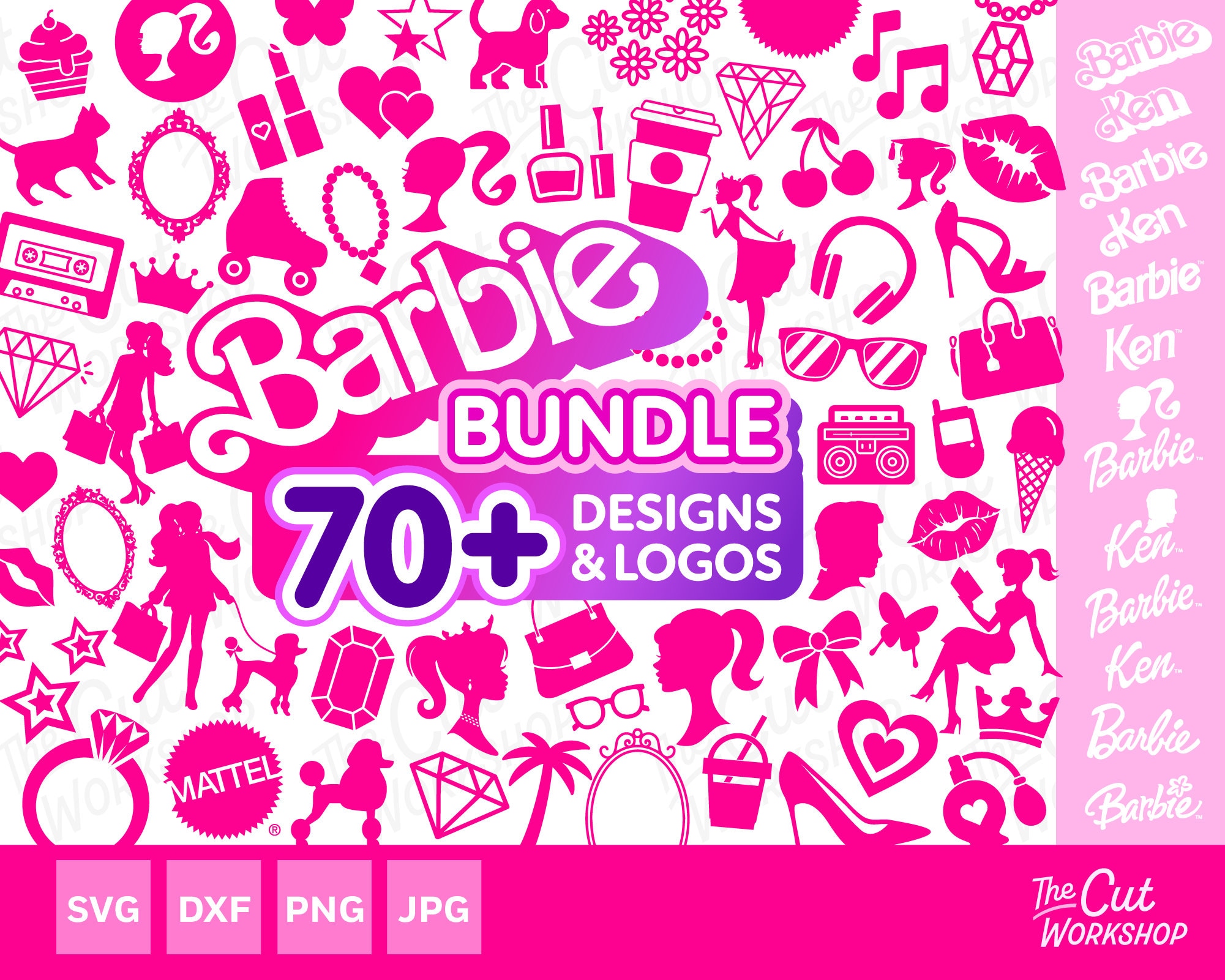 Barbi Icons Bundle Logo Babe Doll Girly Princess Silhouette | Inspire ...