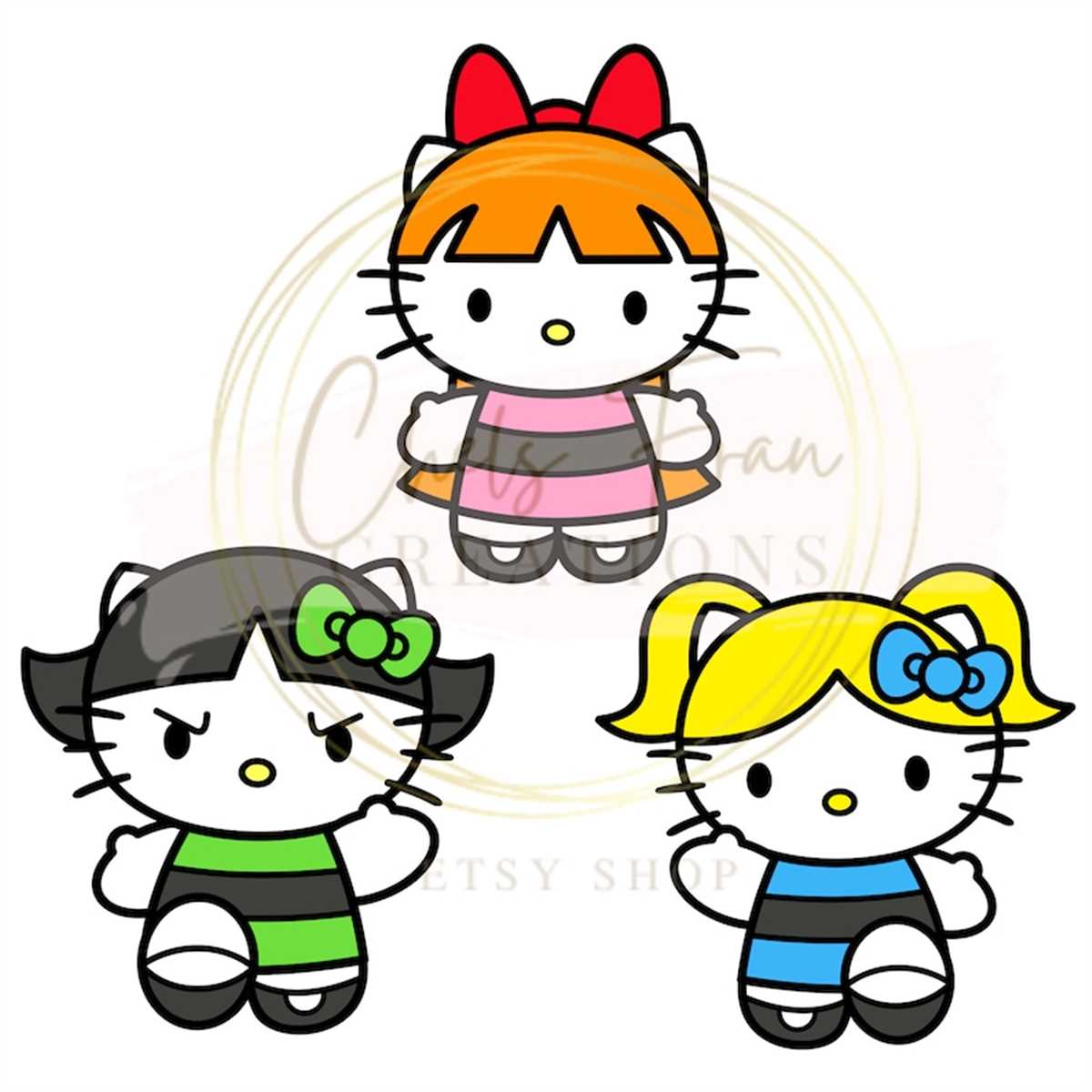 Super Hello Powerpuff Kitty DXF, SVG, PNG Files Layered Svg Inspire Uplift