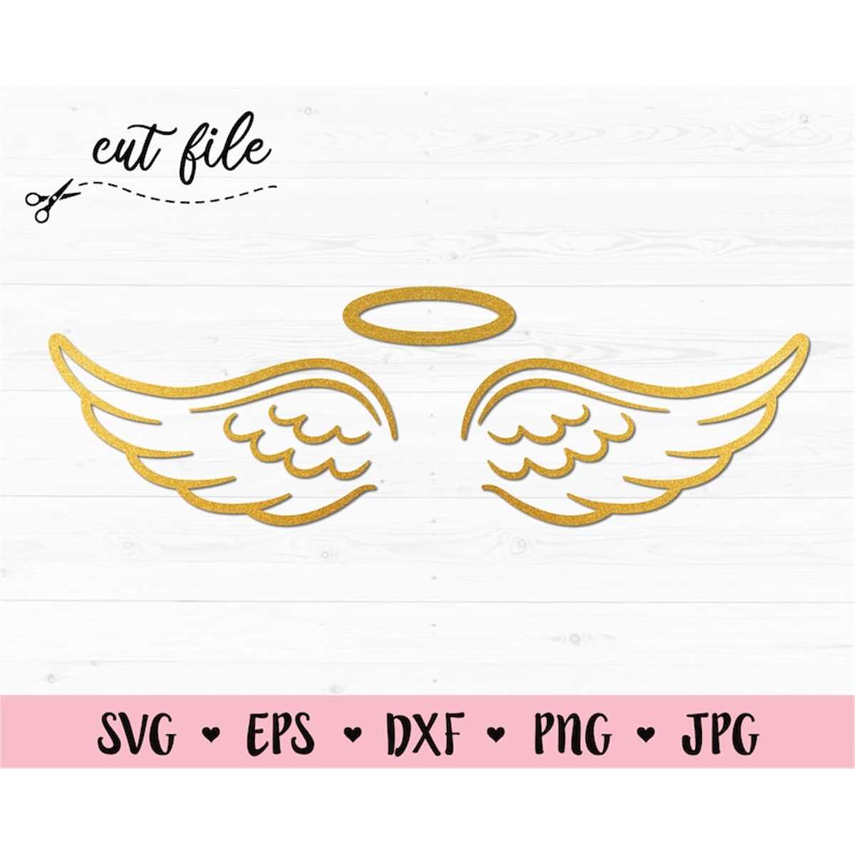 Wings SVG Angel Wings cutting file Halo cut file Wings outli - Inspire