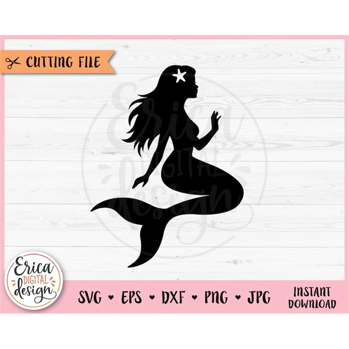 Mermaid SVG cut file for Cricut Silhouette Cute Mermaid Sea - Inspire