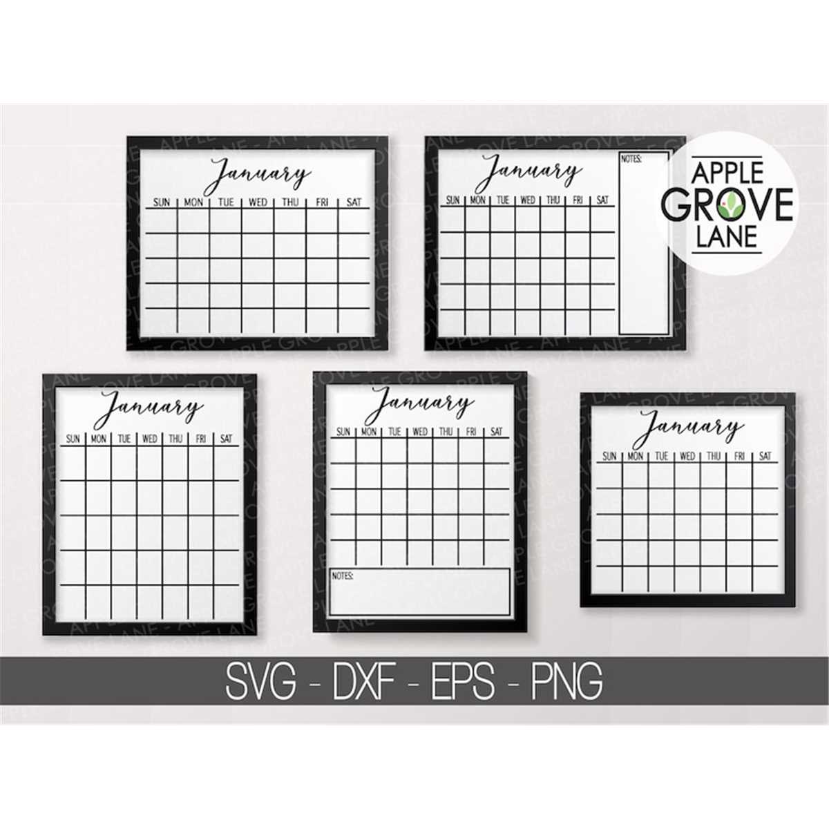 Blank Calendar Svg Bundle Monthly Calendar Svg Calendar Inspire