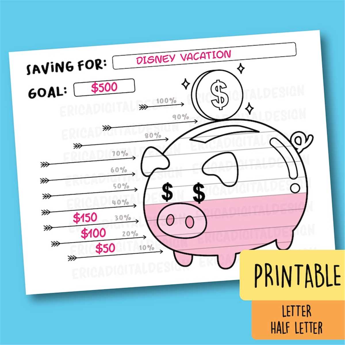 Saving goal tracker Printable Bullet Journal Planner inserts | Inspire ...