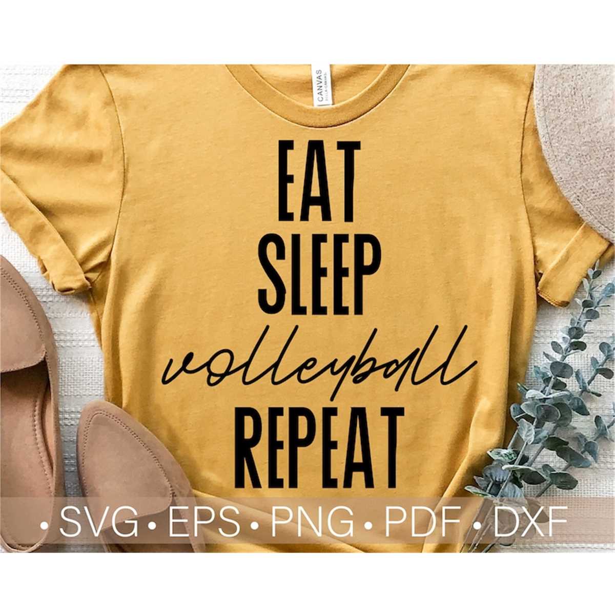 Eat Sleep Volleyball Repeat Svg, Volleyball Cut File, Volley Inspire