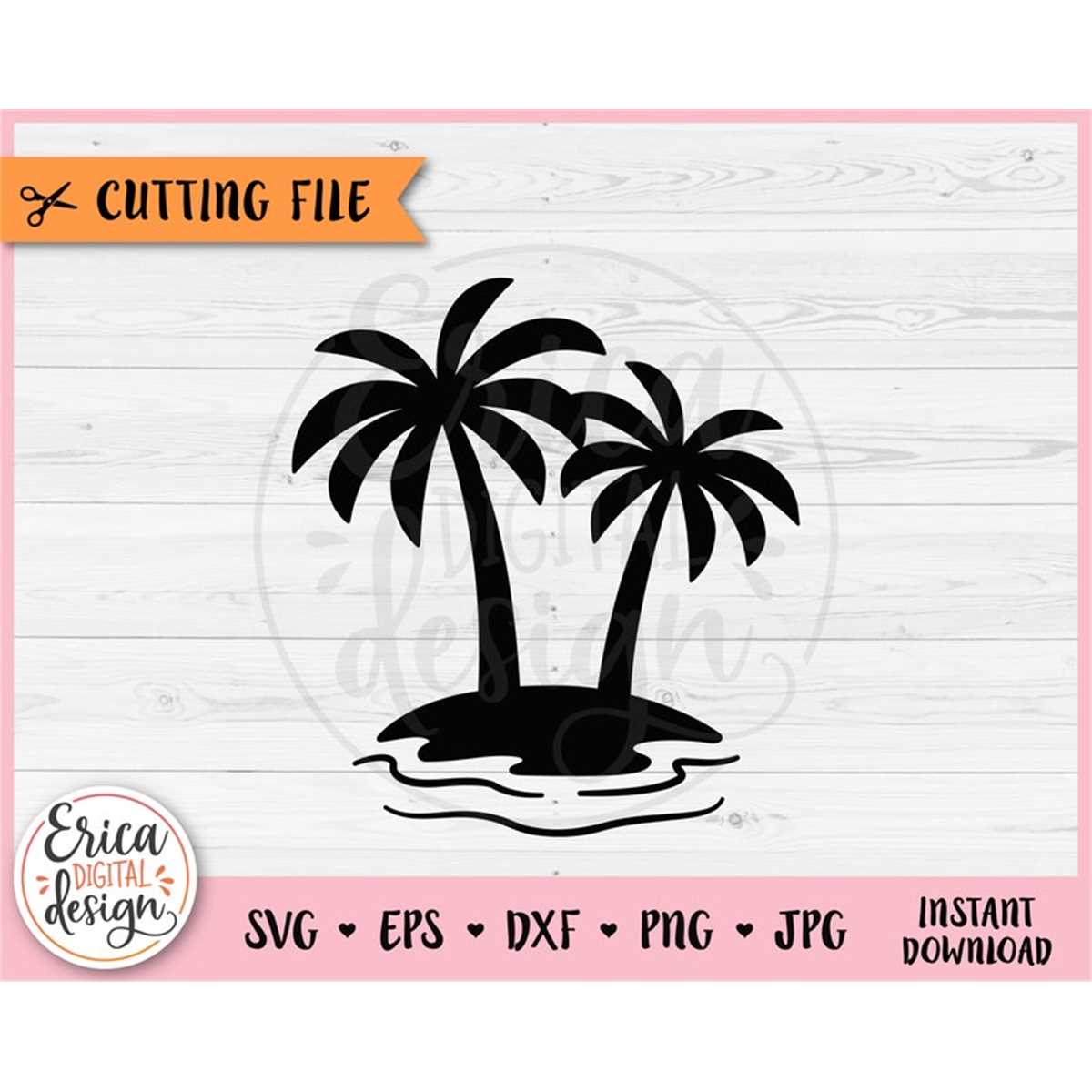 Island SVG cut file Cricut Silhouette Tropical Palm tree Sum | Inspire ...