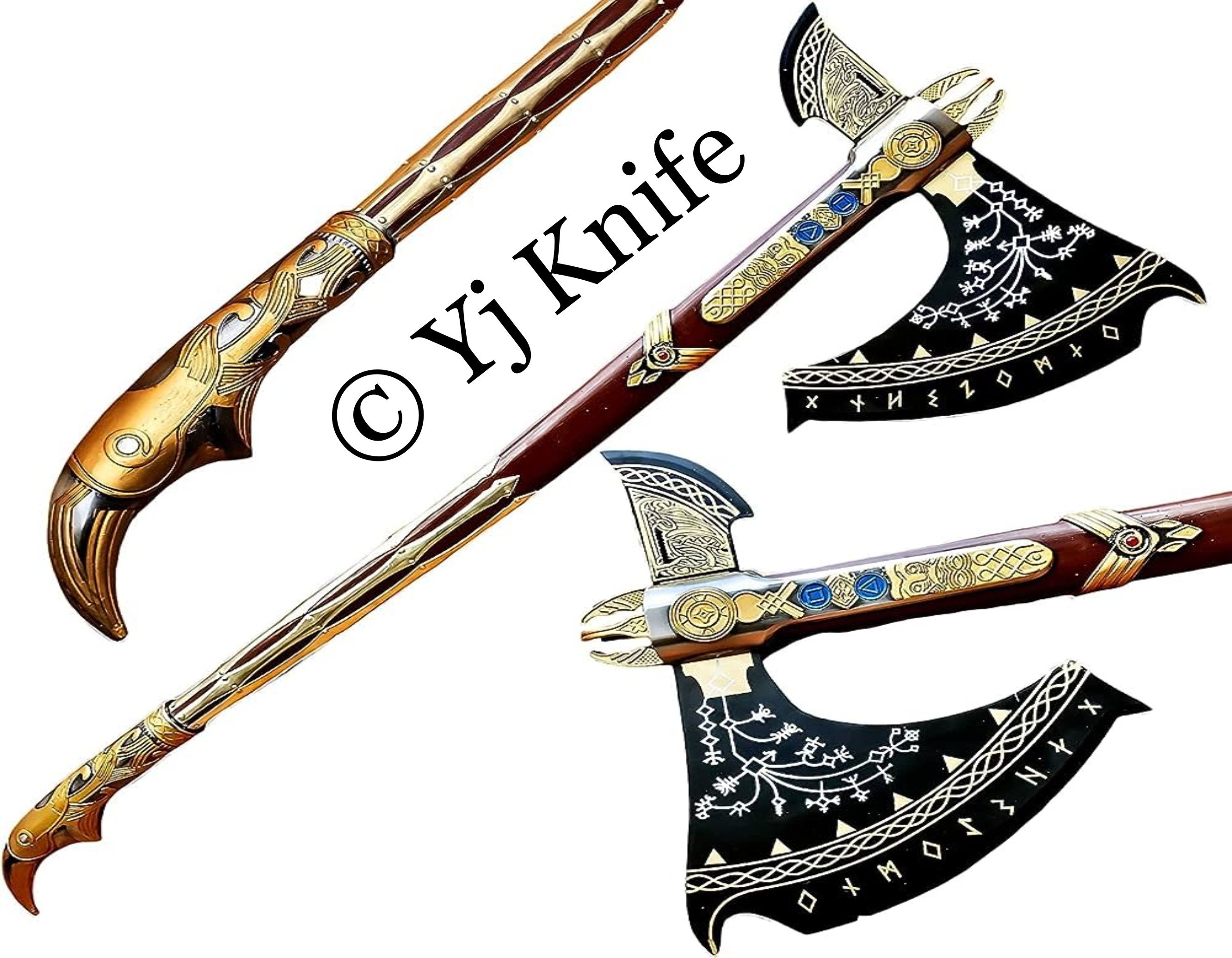 God Of War Carbon Steel Leviathan Kratos Axe Skyrim Cosplay Inspire