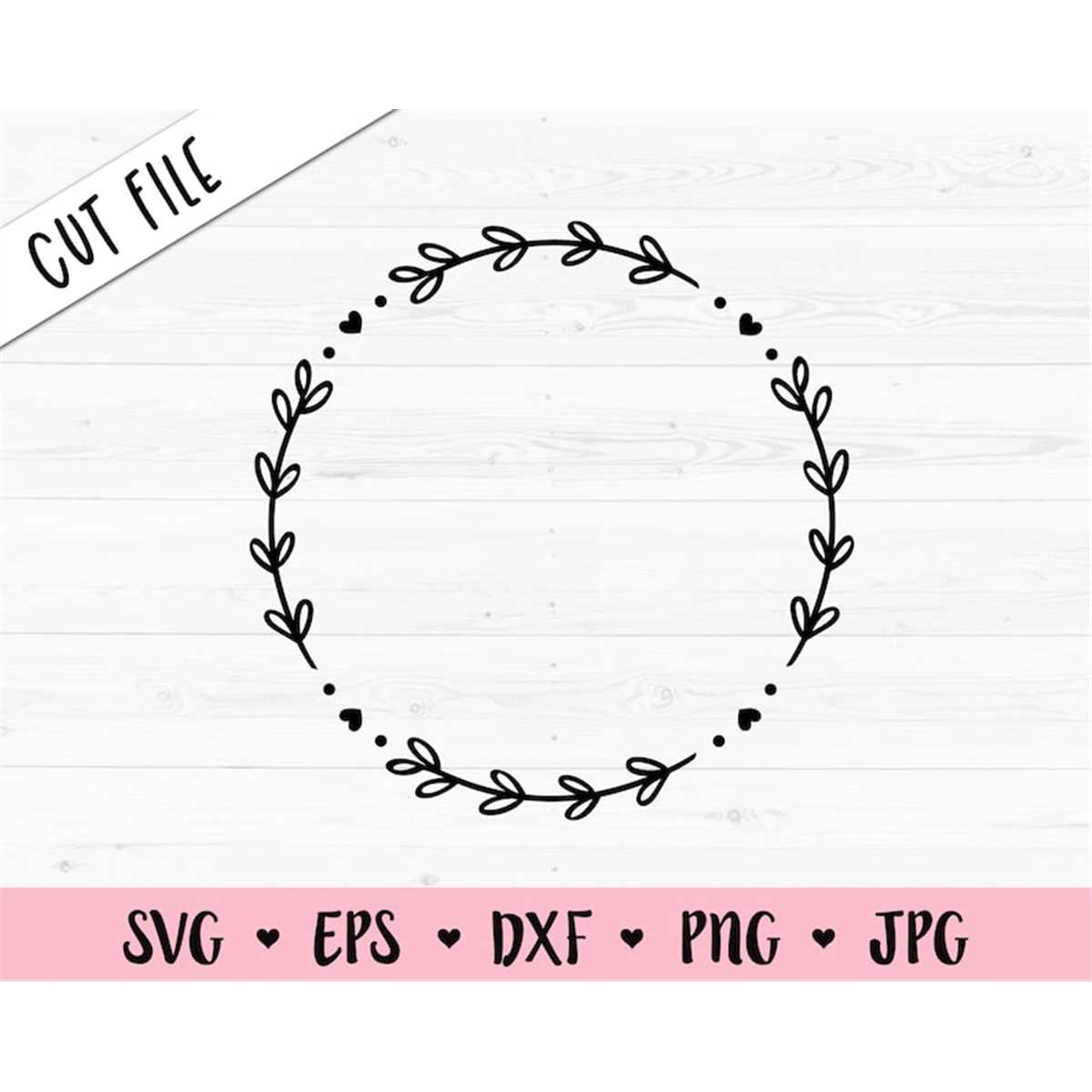 Laurel Wreath SVG Floral Round Monogram Frame Hearts Branch | Inspire ...