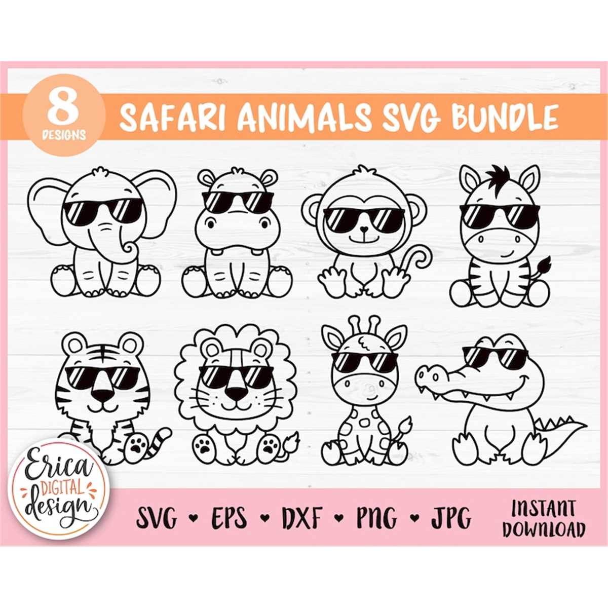 Safari animals with sunglasses SVG cut file Cricut Silhouett | Inspire ...