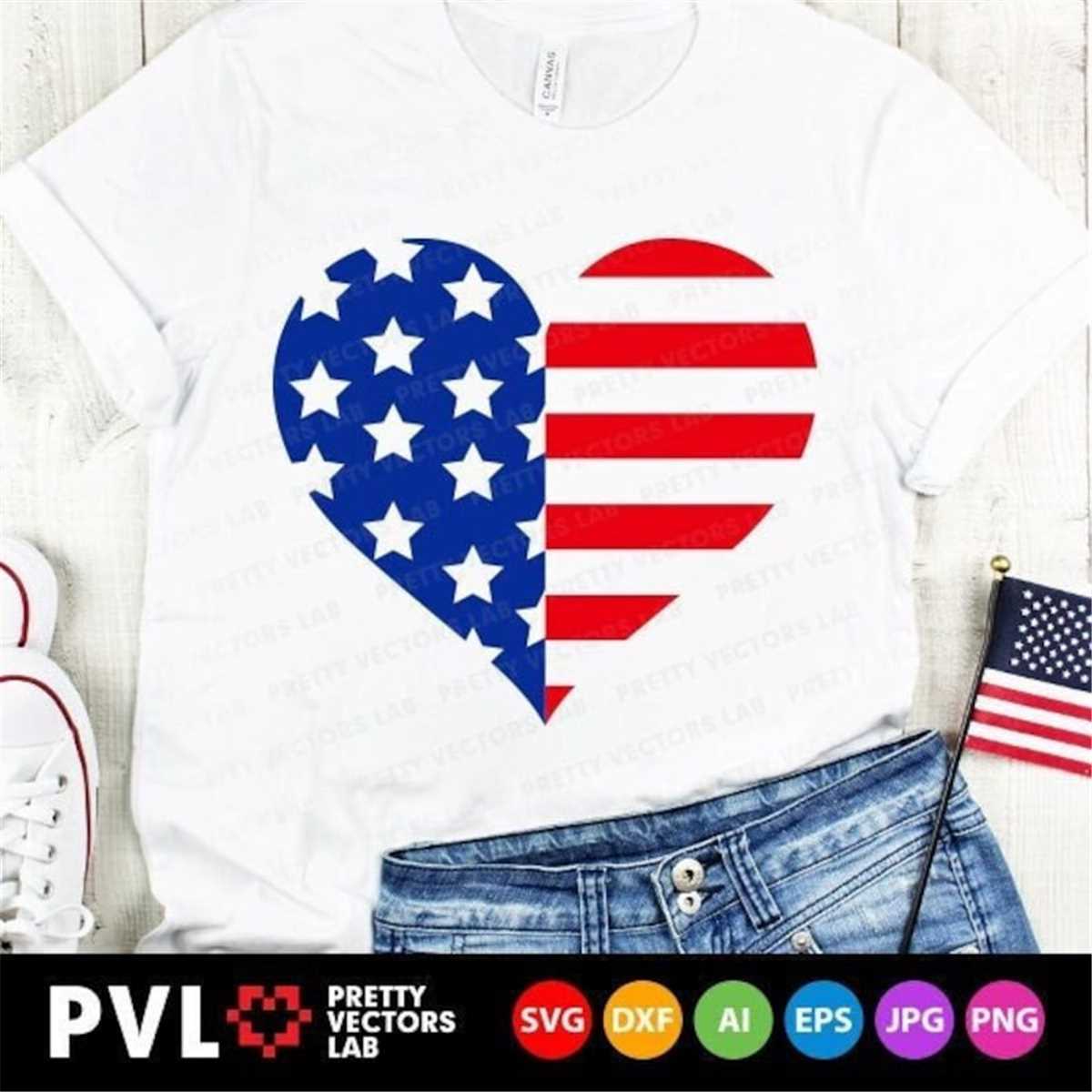 Patriotic Heart Svg, 4th of July Cut Files, American Flag He | Inspire ...