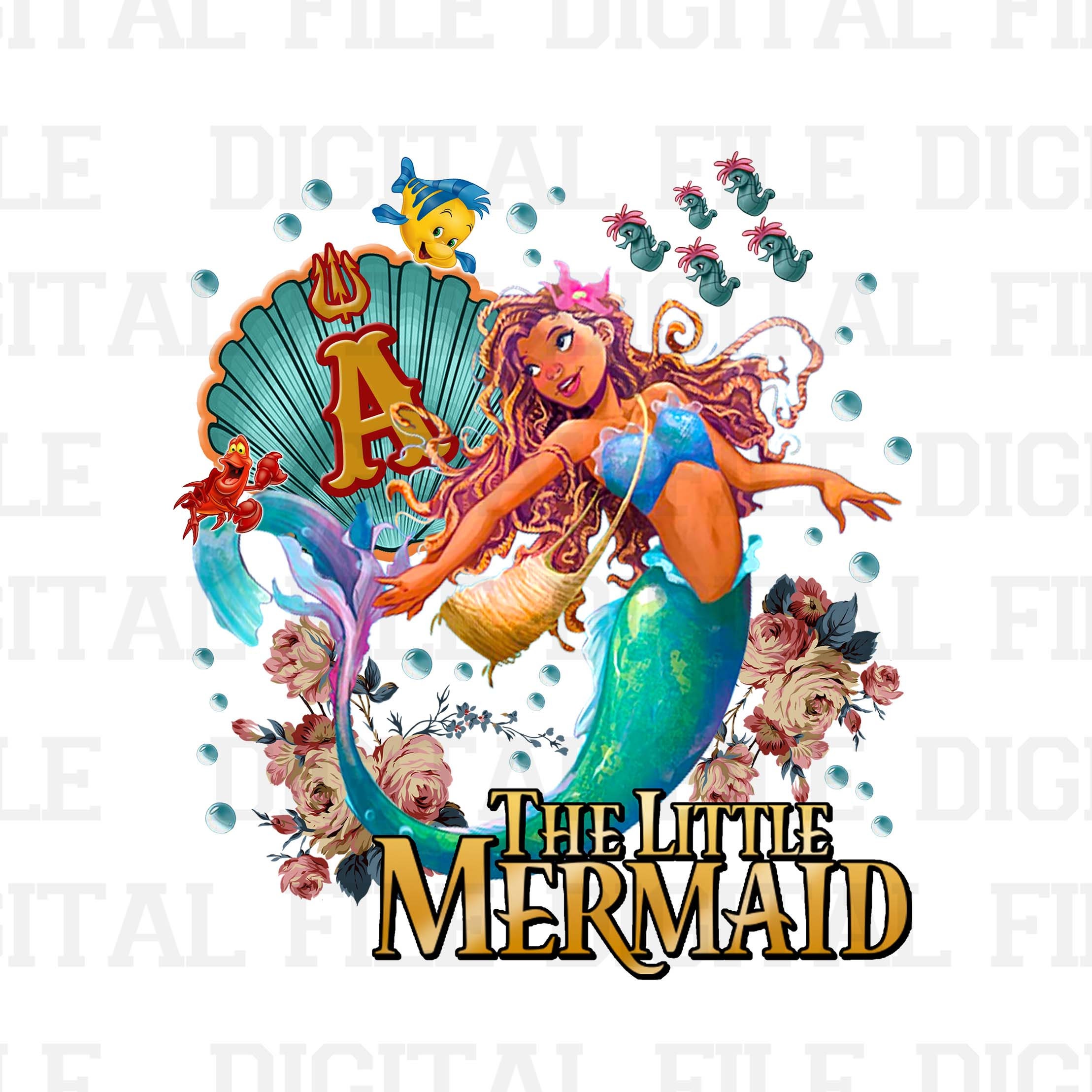 Little Mermaid Princess Tiana Png, Sea Animals Png, Retro Th - Inspire ...