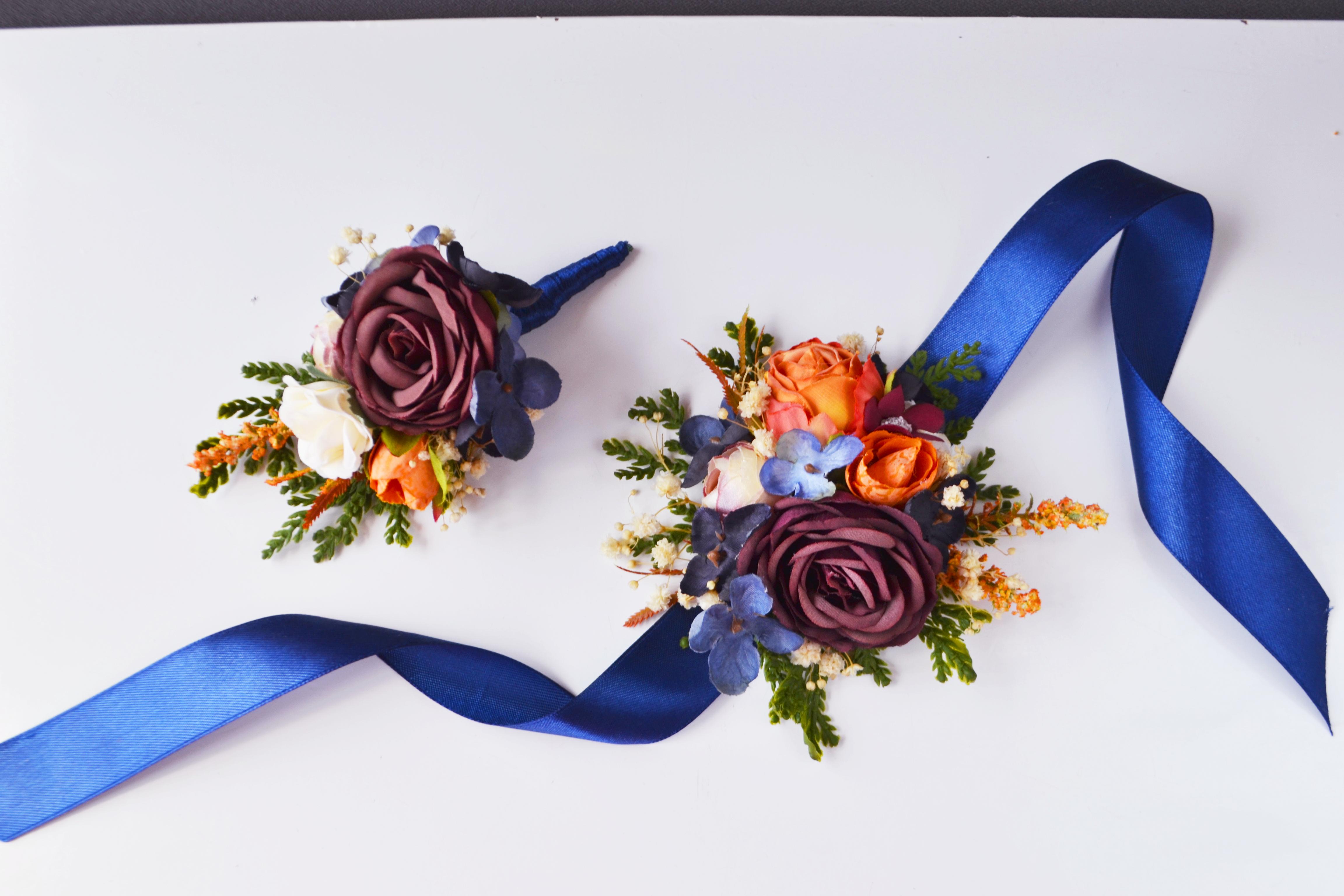 Burgundy rust navy blue flower accessories Flower corsage Fl Inspire