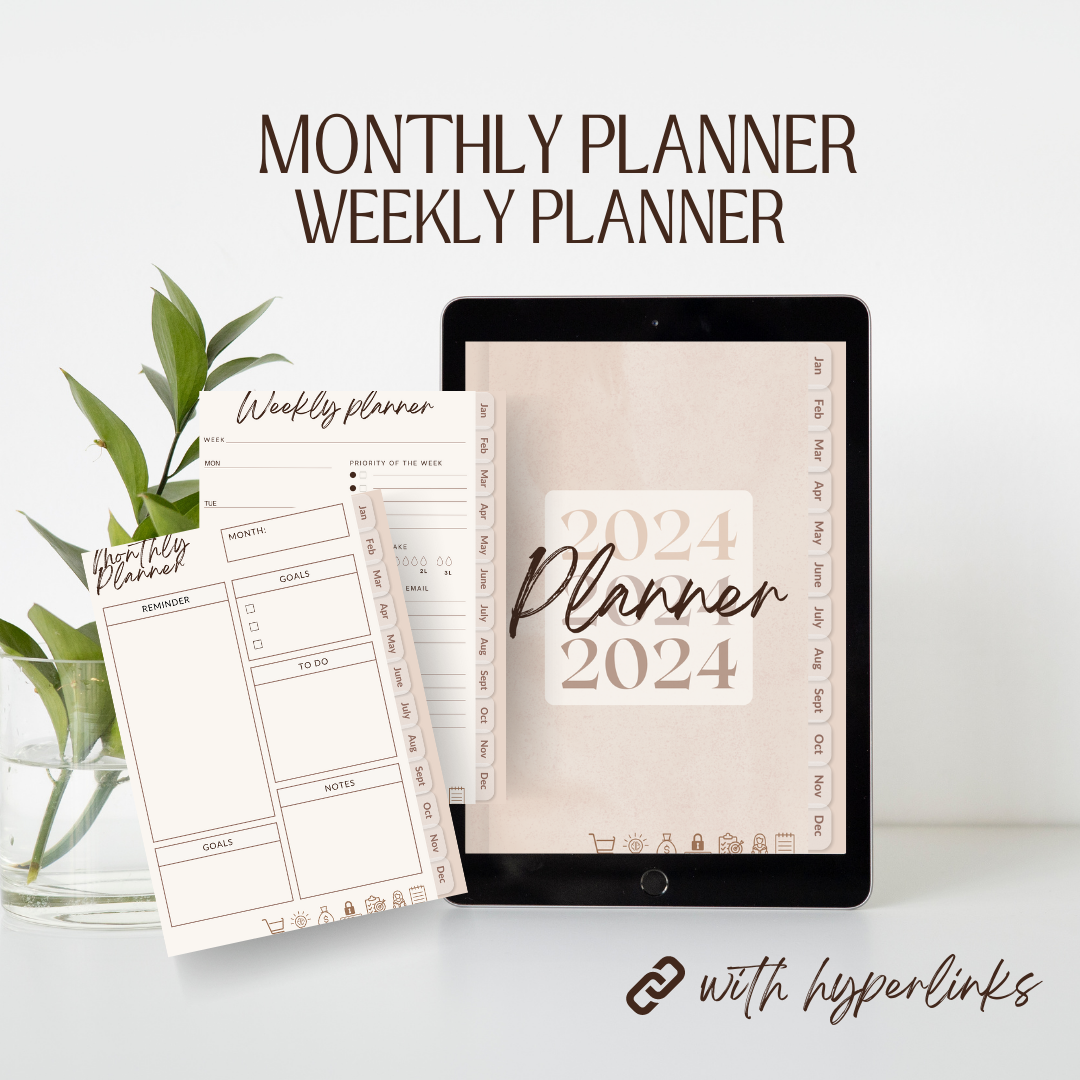 Digital Planner With Hyperlinks, Digital Planner PDF 2024, I Inspire Uplift