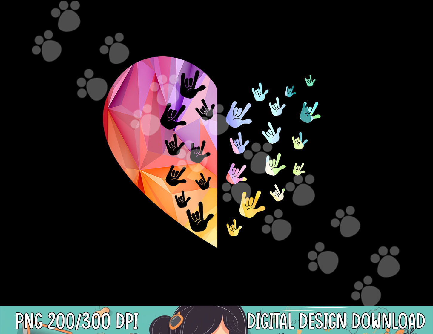 Sign Language Heart - ASL Gift Deaf Gift ASL Teacher Gift p | Inspire ...