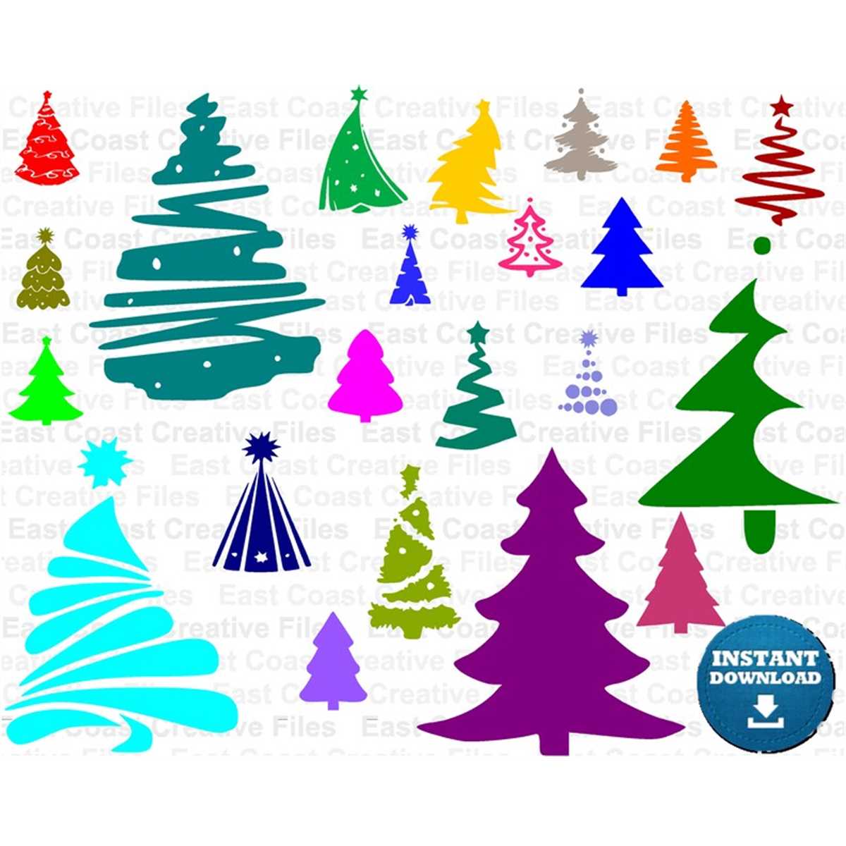 Christmas Tree Silhouettes svg, dxf, eps, png digital downlo Inspire
