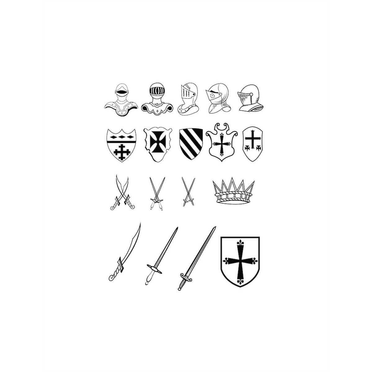 Medieval svg, SVG, Knights, crosses swords, helmets svg,Silh | Inspire ...