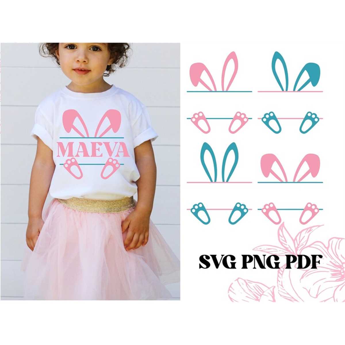 Easter Bunny Bundle SVG PNG PDF, Easter Split Monogram Svg, | Inspire ...