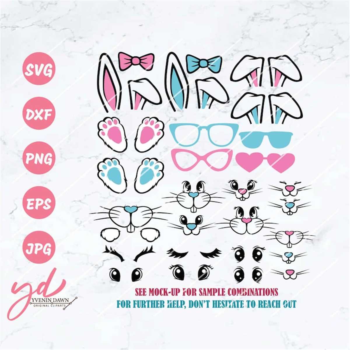 Easter Bunny Face Bundle Svg Png | Easter Bundle Svg | Easte - Inspire ...