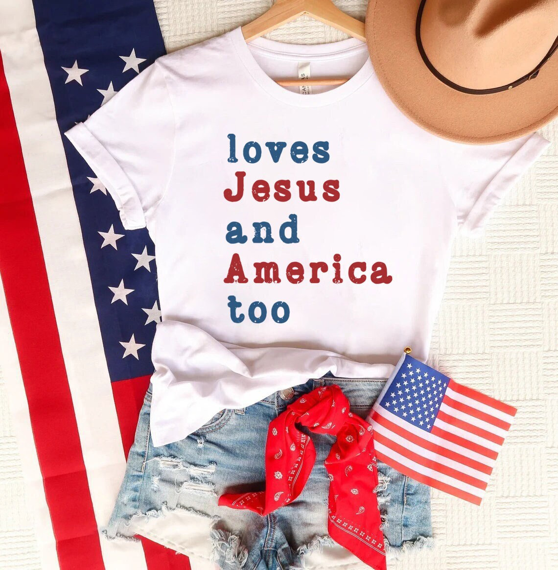 Loves Jesus And America Too Shirt Or Sweatshirt, Unisex Song - Inspire