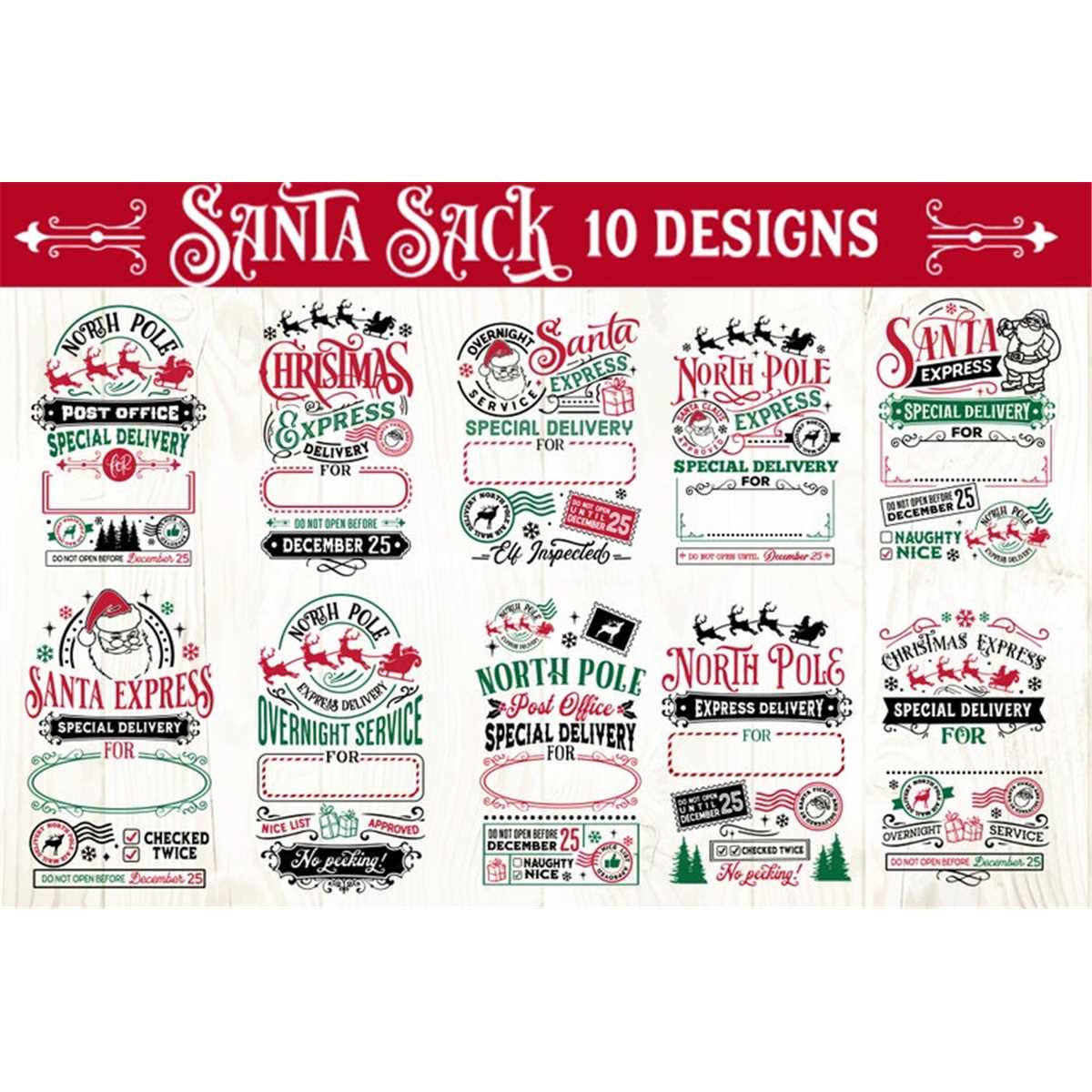 Santa Sacks SVG, Santa sacks 10 design bundle svg, Reindeer - Inspire