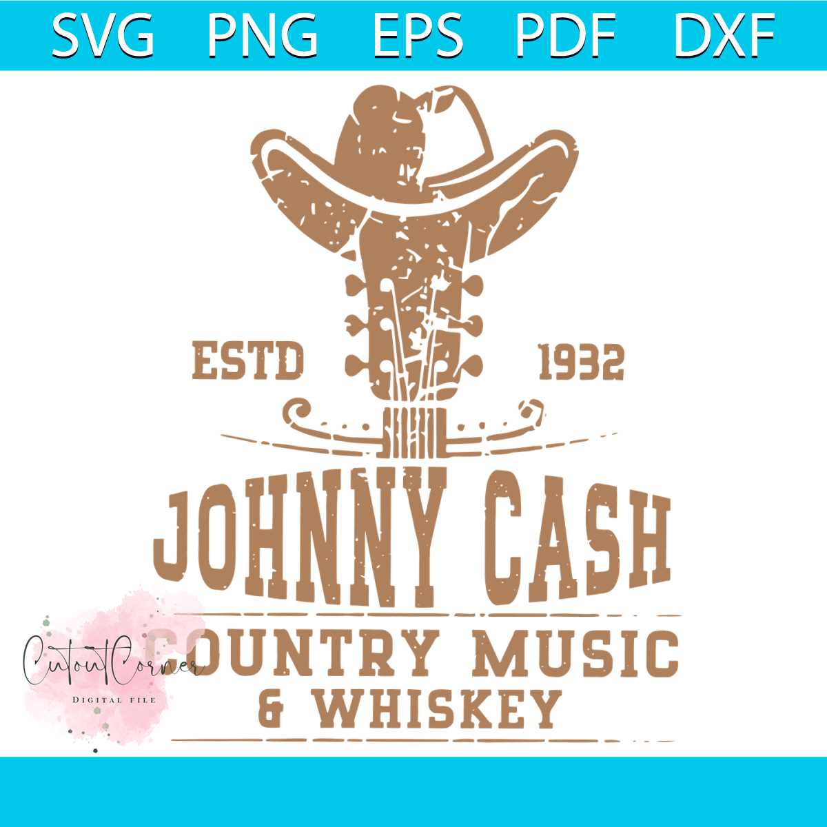 Johnny Cash Estd 1932 Country Music And Whiskey SVG File | Inspire Uplift