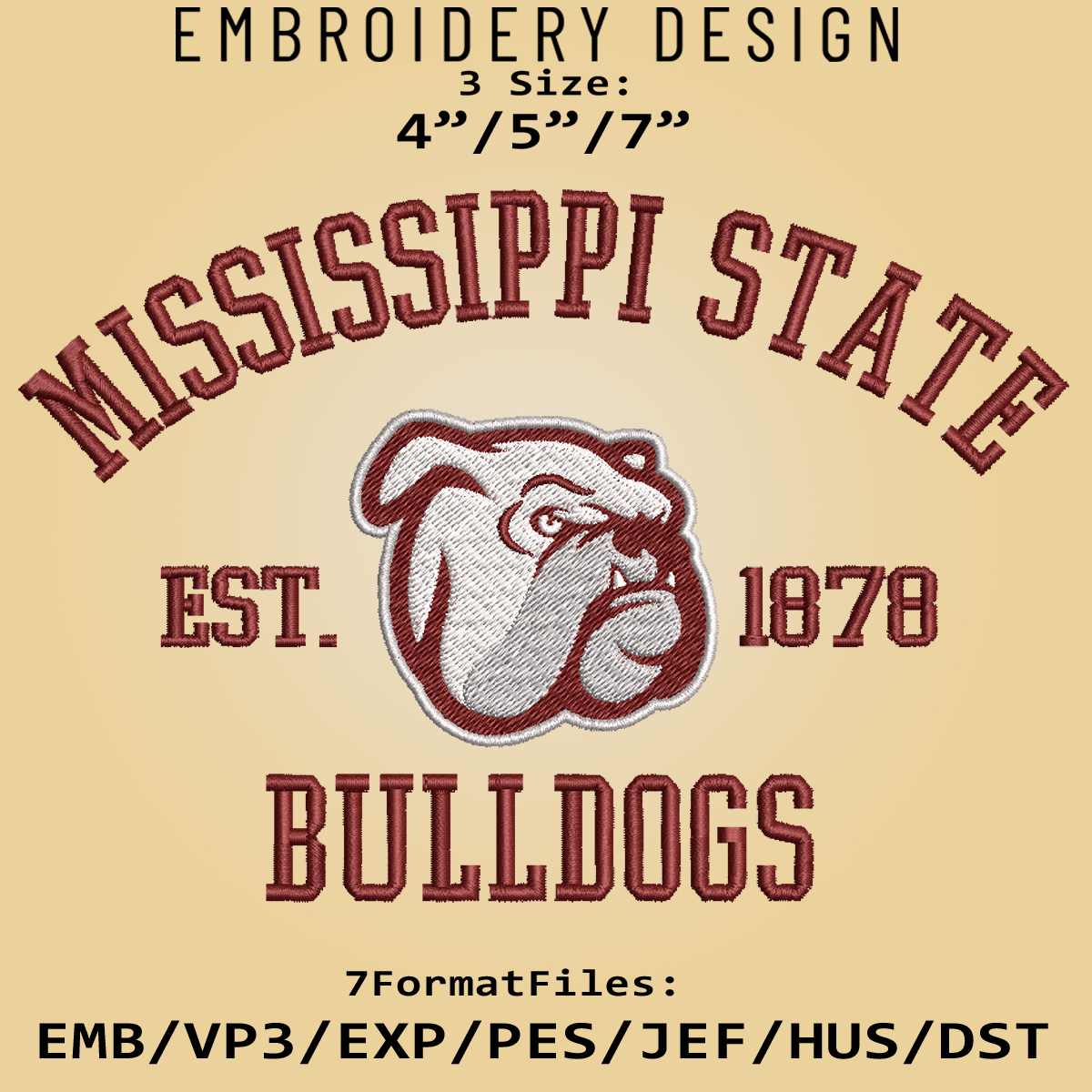 Mississippi State Bulldog Embroidery Design