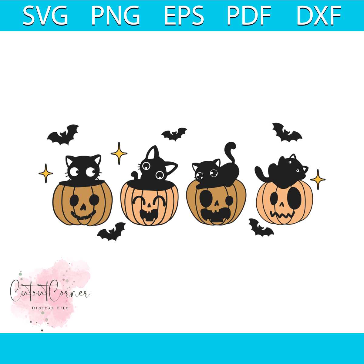 Black Cat Pumpkin Halloween Party SVG Graphic Design File | Inspire Uplift