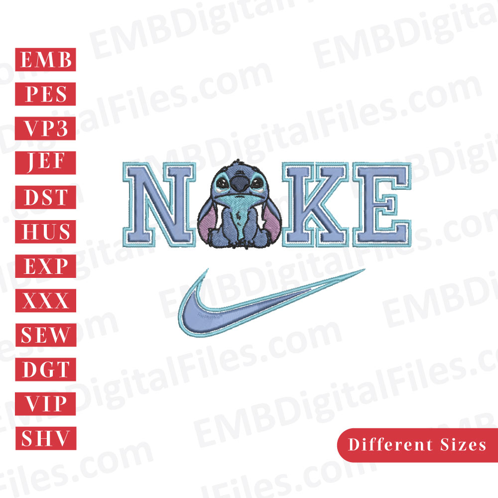 Disney Stitch Ohana Nike machine embroidery design, Instant | Inspire ...