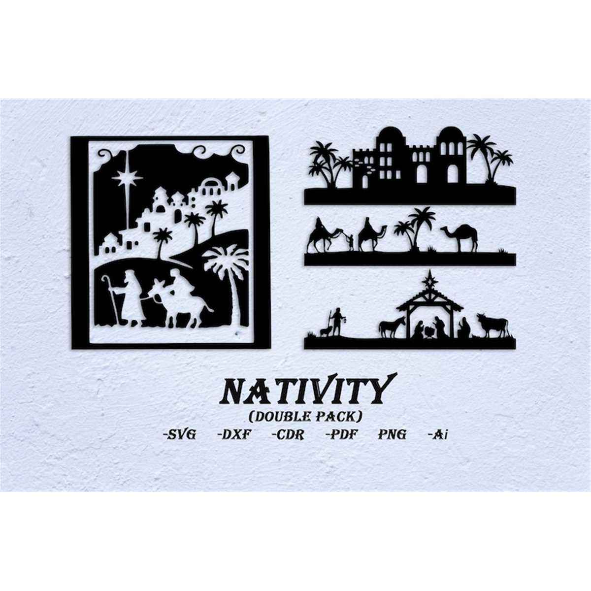 Nativity (2 pcs) svg cut dxf file wall sticker pdf silhouett | Inspire ...