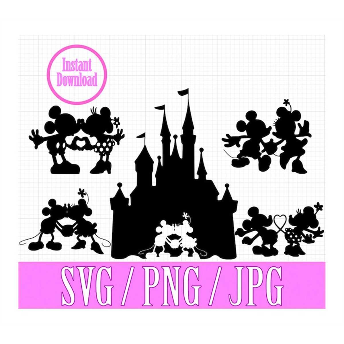 Mickey and Minnie silhouette Bundle SVG PNG JPG Instant Down | Inspire ...