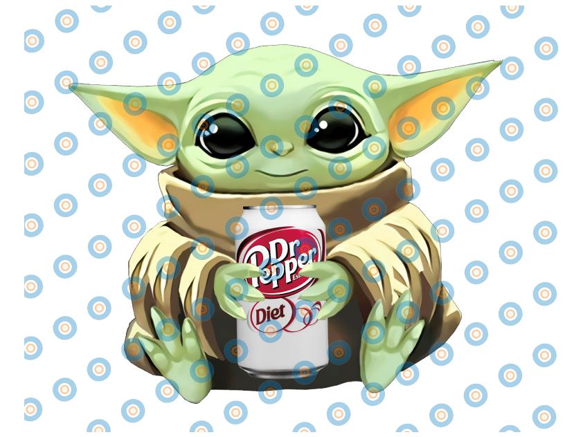 Baby Yoda with Dr Pepper Diet PNG, Baby Yoda png, Sublimati Inspire