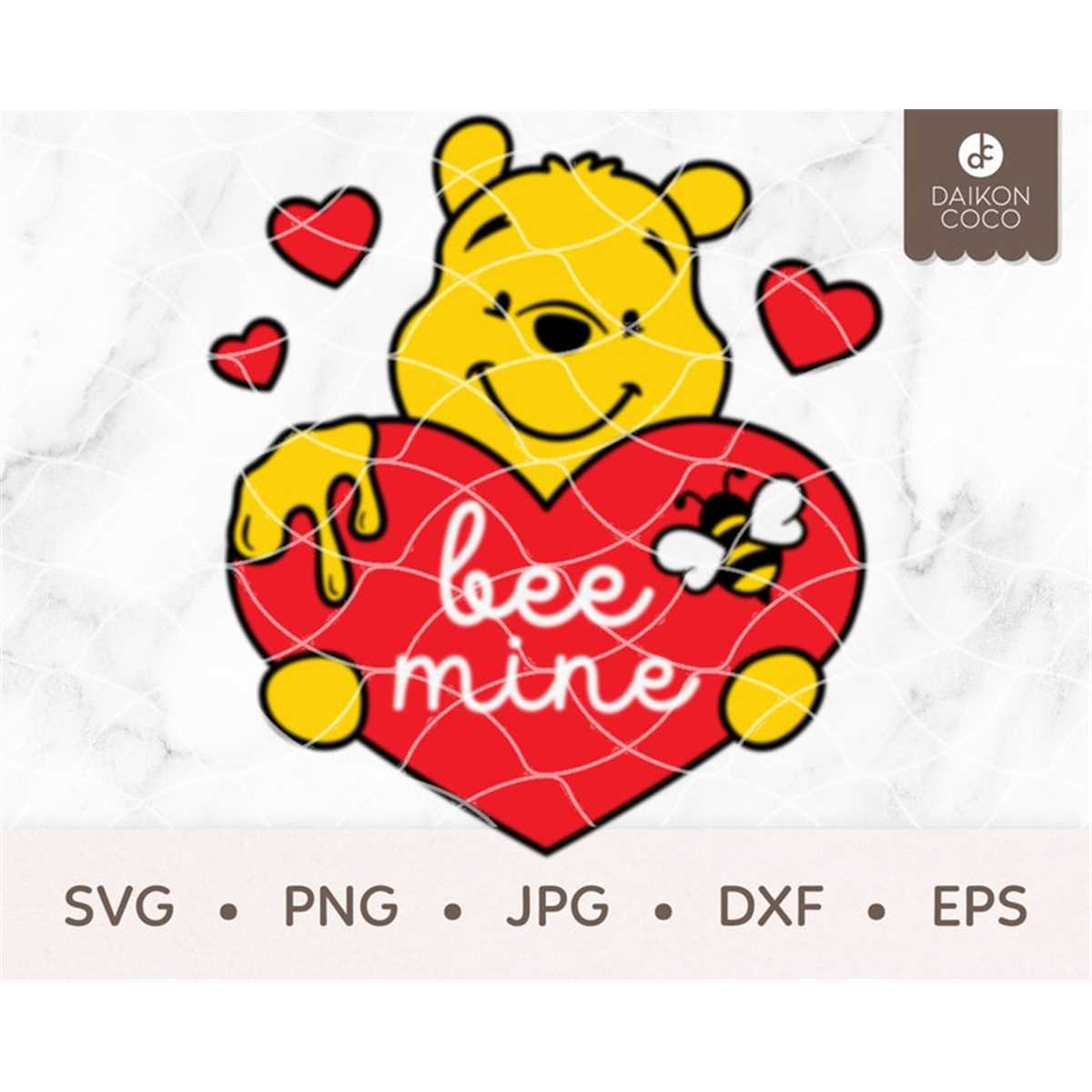 Winnie Pooh Valentine SVG, Winnie Pooh Bee Mine SVG, Winnie - Inspire