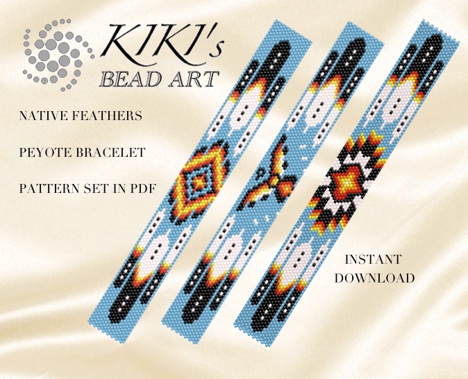 Peyote bracelet pattern Native feathers peyote bracelet patt