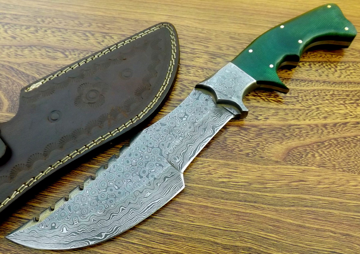 Premium Custom Raindrops Damascus Steel Tracker Knife main image 1