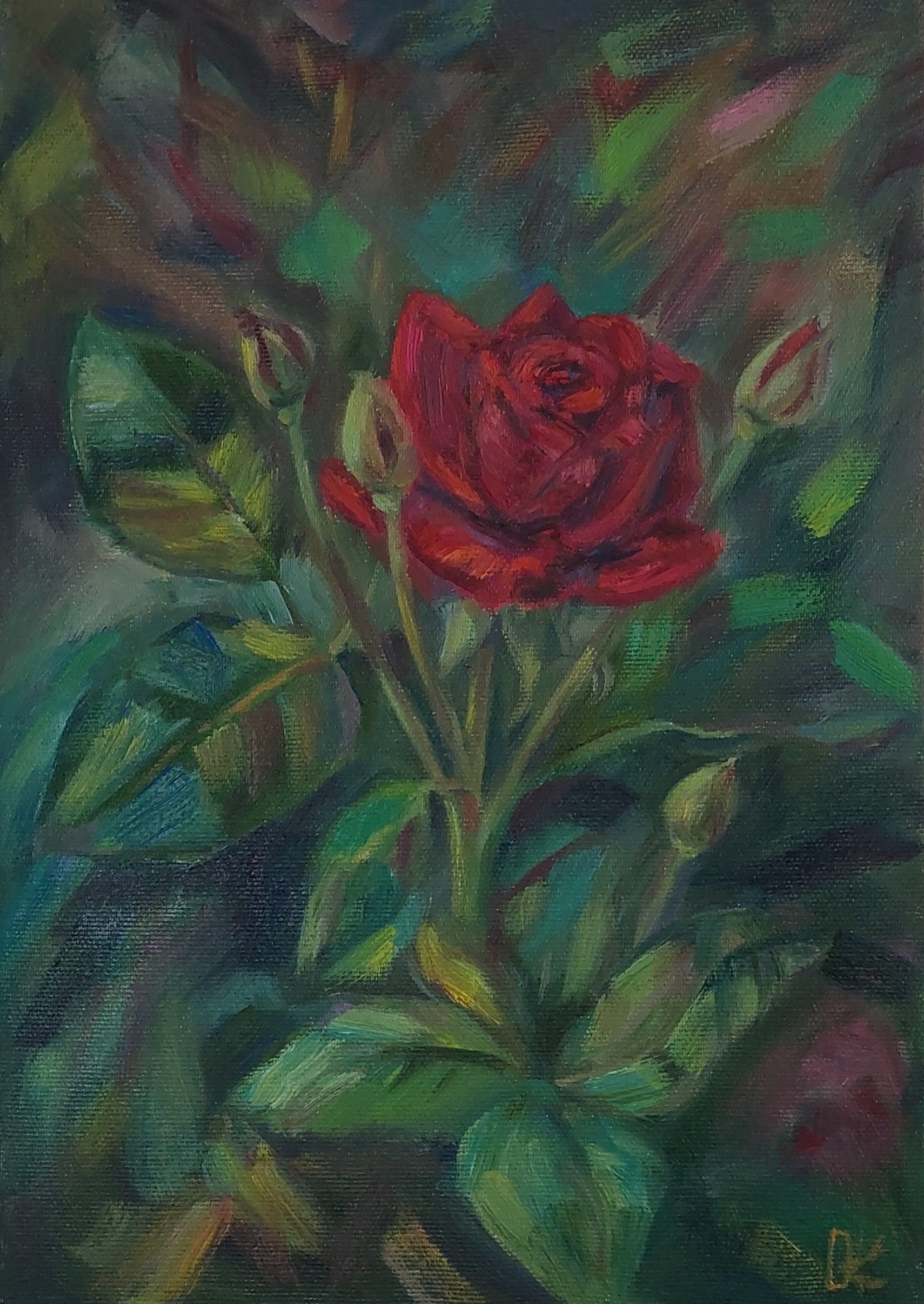 Red Rose original oil painting on canvas flowers wall art | Inspire Uplift