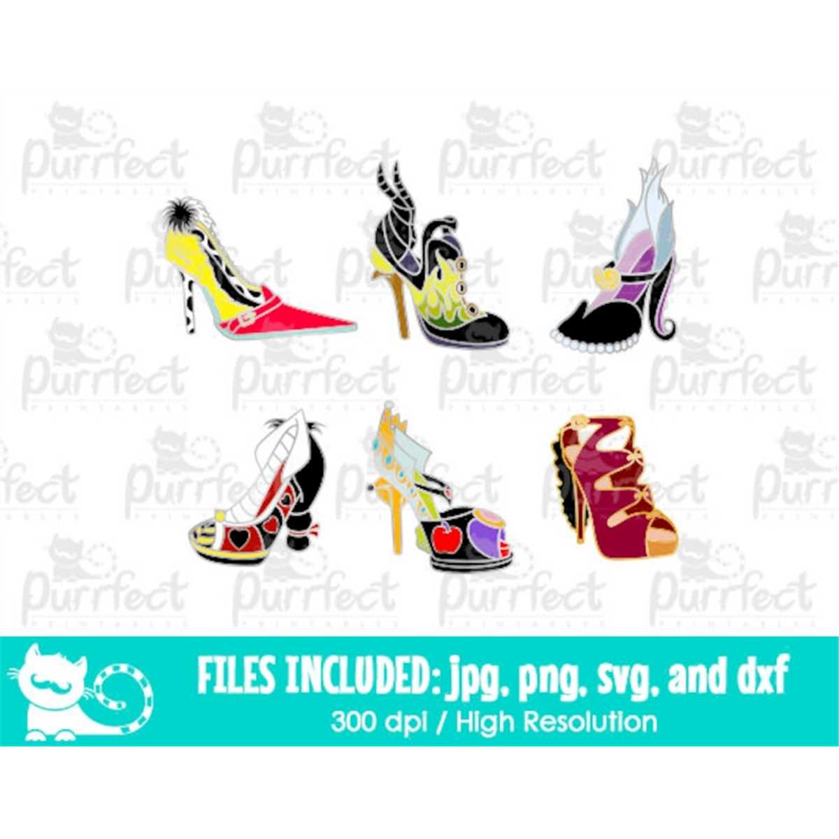 Villain Shoes Bundle Pack SVG, Villain Pins SVG, Digital Cut Inspire