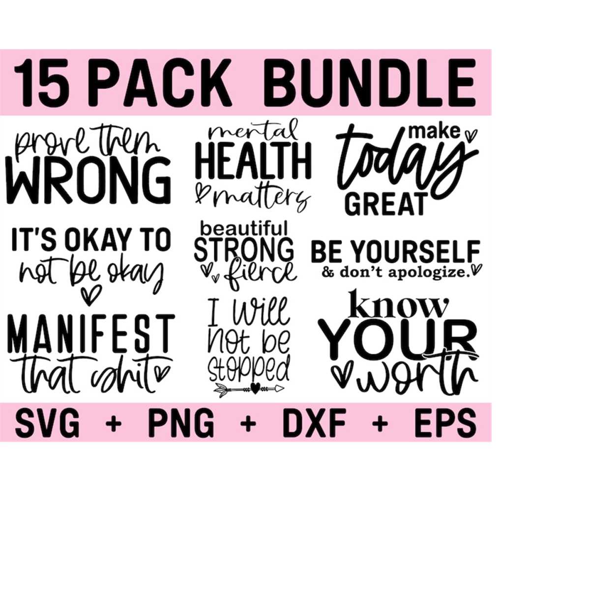 Mental Health SVG Bundle, Inspirational svg, Positive SVG, M | Inspire ...