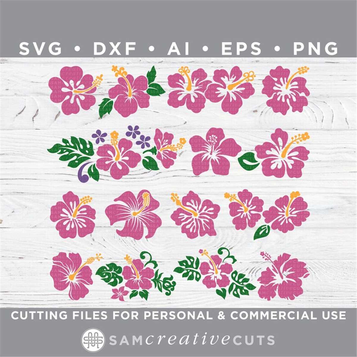 Hawaiian Hibiscus Flower Set - Digital Cut File - Design Dec | Inspire ...