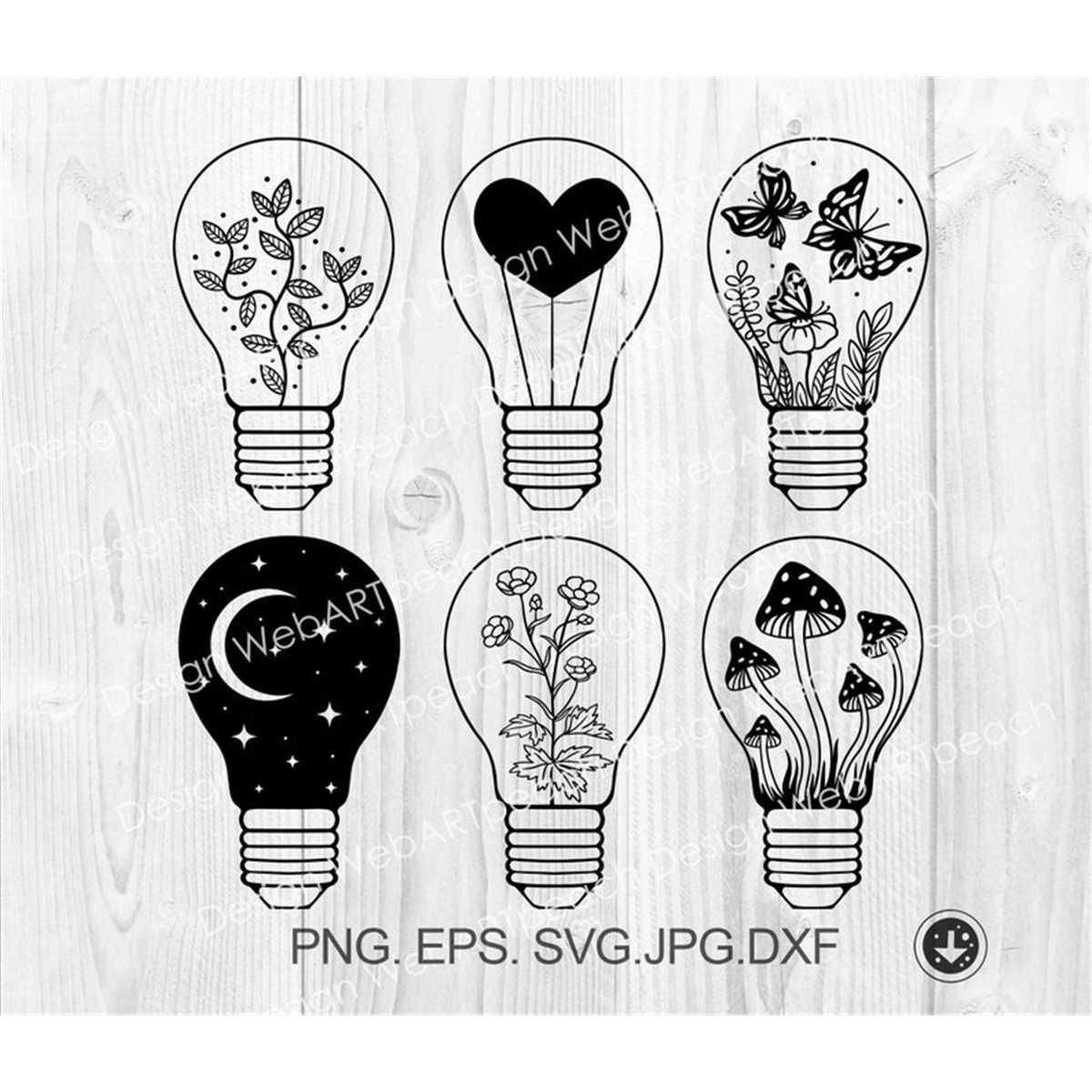 Flower Light Bulb SVG,Wildflowers Svg,bundle bulb svg file,M Inspire