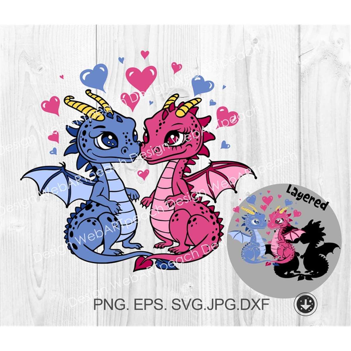 dragon svg, Cute valentine dragons in love svg png dxf, Cute | Inspire ...