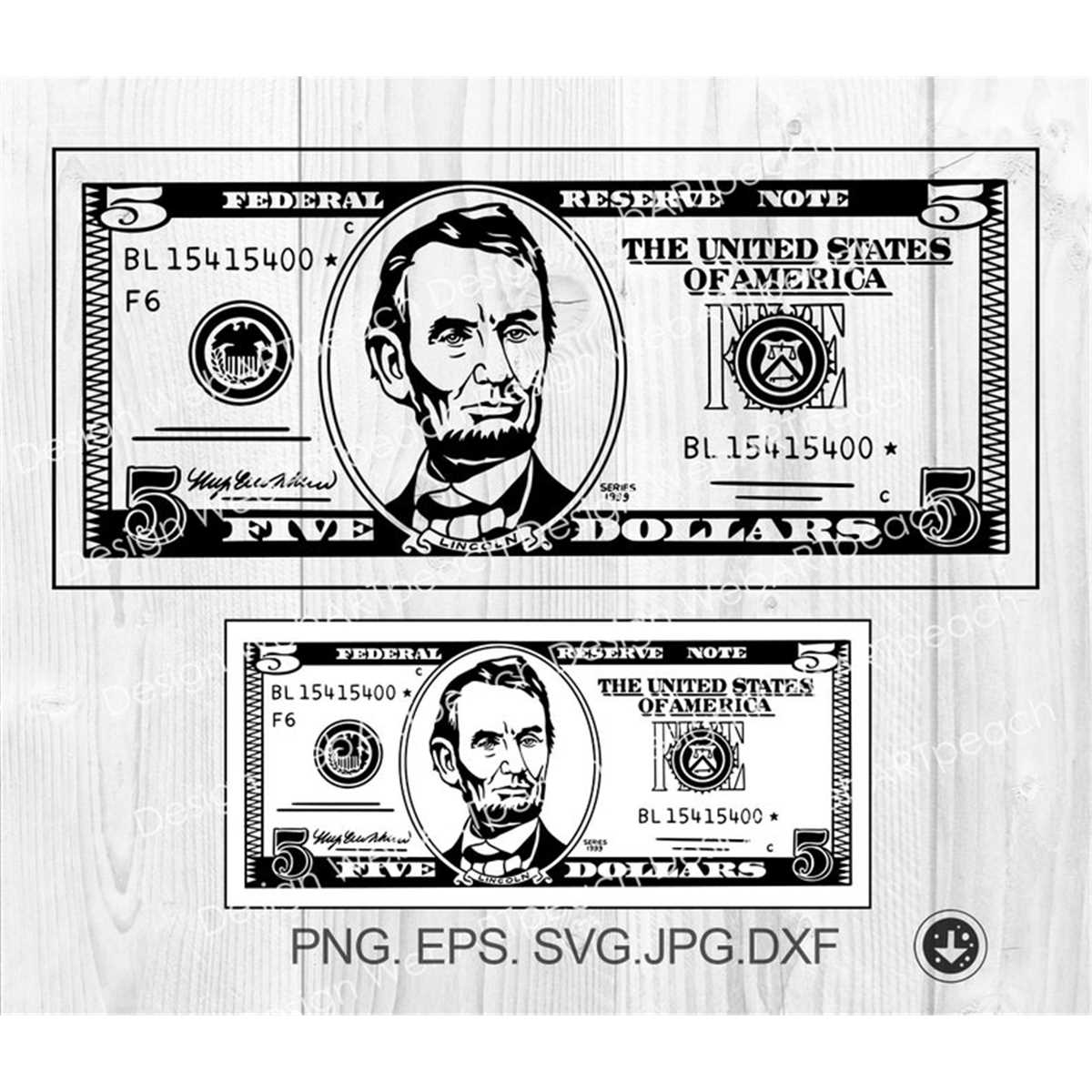 5 Dollar Bill SVG File Five Dollars Money SVG Cash Money Sig Inspire 5 dollar bill svg file five dollars money svg cash money sig inspire