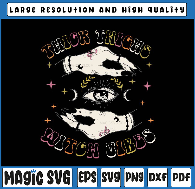 Thick Thighs Witch Vibes Png, Halloween Moon Witches Tattoo - Inspire