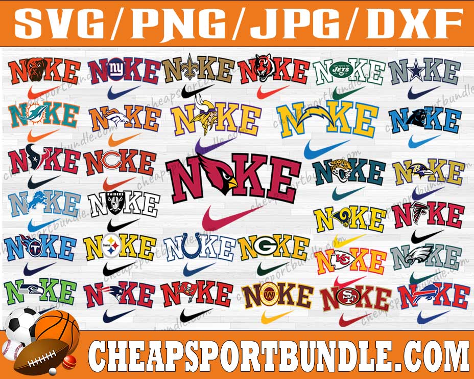 32 Files Nike With NFL Teams Bundle Svg, NFL Team Svg, Footb | Inspire ...