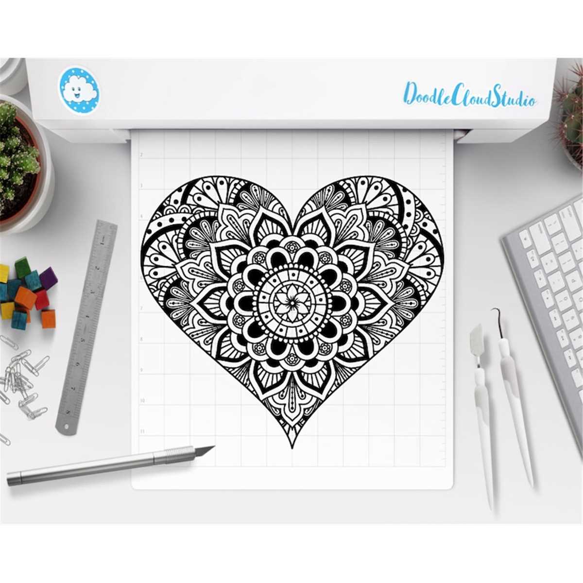 Heart Mandala SVG, Heart Zentangle svg, Heart SVG files for | Inspire ...